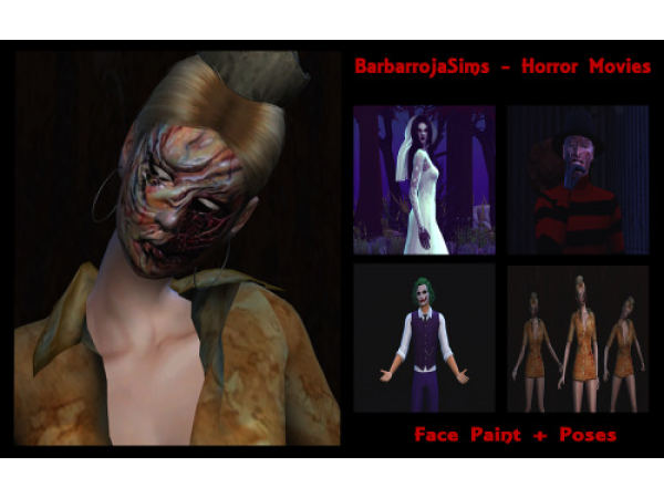 BarbarrojaSims’ Fright Night: Horror Movie-Inspired Poses & Face Paint (#AlphaCC)