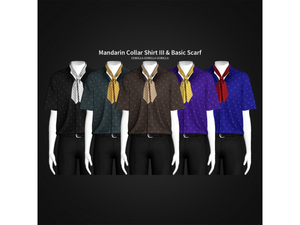 GorillaX3’s Mandarin Ensemble III  (Mandarin Collar Shirt & Basic Scarf Set for AlphaCC)