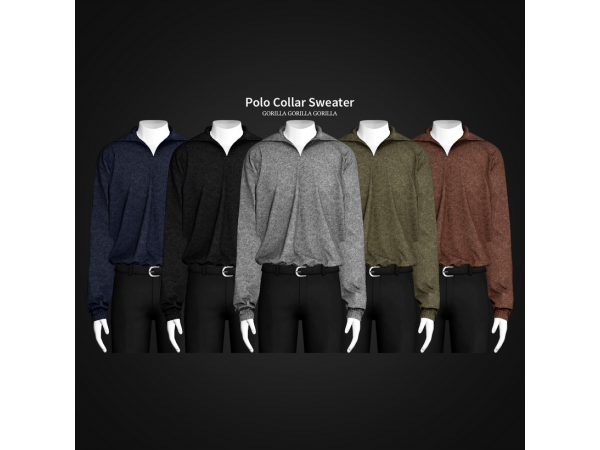 GorillaTriad Polo Collar Sweater (Male  Tops, AlphaCC, Clothing Sets, Accessories)