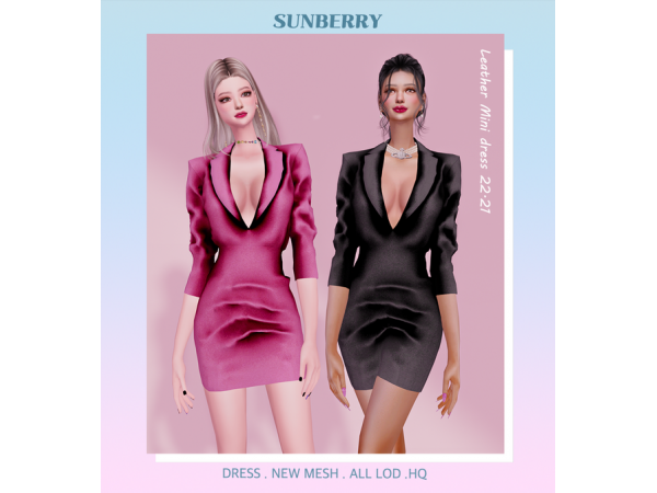 Sunberry Elegance: Chic Leather Mini Dress for Trendsetters [Sunberry]