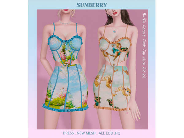306322 ruffle corset tank top skirt by sunberry sims4 featured image