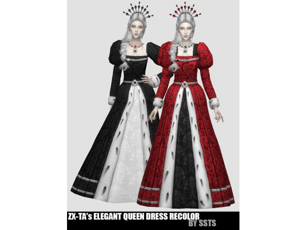 306540 zx ta s elegant queen dress recolor by ssts by strange storyteller sims4 featured image