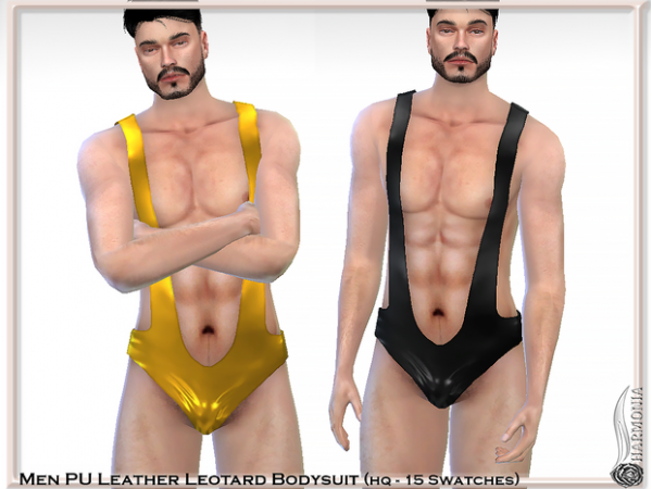 306896 men pu leather leotard bodysuit by harmoniasims4 sims4 featured image