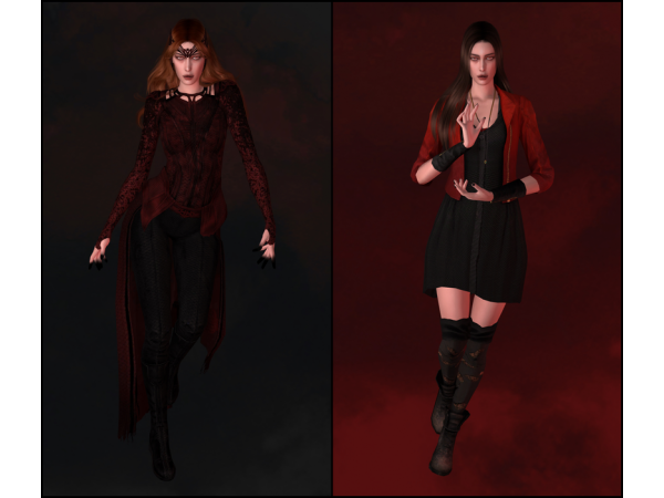 Scarlet Enchantress: PlazaSims’ Ultimate Witch Attire & Makeup Collection (#AlphaCC)