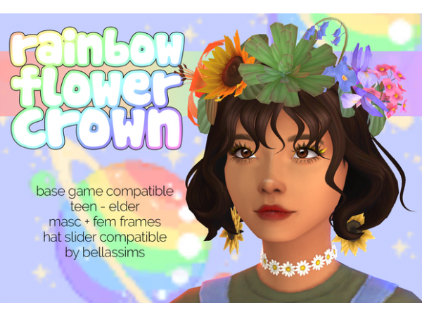 307243 rainbow flower crown by bellassims sims4 featured image