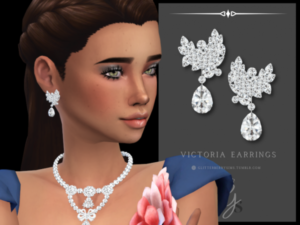 Glitterberry Sims’ Victoria Earrings: Chic AlphaCC Jewels (Rings & Earrings)
