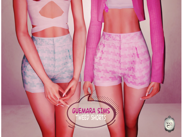 Guemara Glam: Chic Tweed Shorts for Her (AlphaCC Clothing Sets)