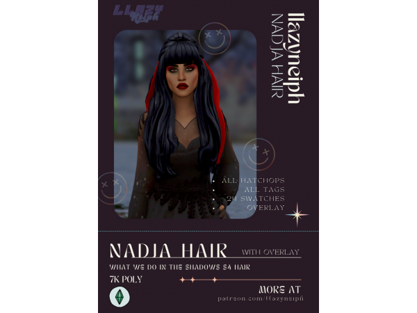 🌙 Nadja’s Lustrous Locks: Alpha Hair by llazyneiph (AlphaCC, Female Hair)