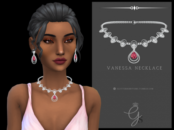 Glitterberry Sims’ Vanessa Necklace: Elegant Alpha CC Female Accessory (#Jewelries #Necklaces)
