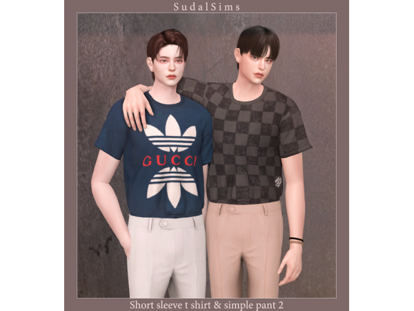 309609 short sleeve t shirt simple pant 2 by sudal sims sims4 featured image