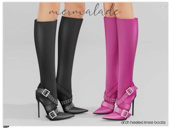 Mermalade Majesty: Sculpted Arch Heeled Knee Boots (High Fashion Footwear)