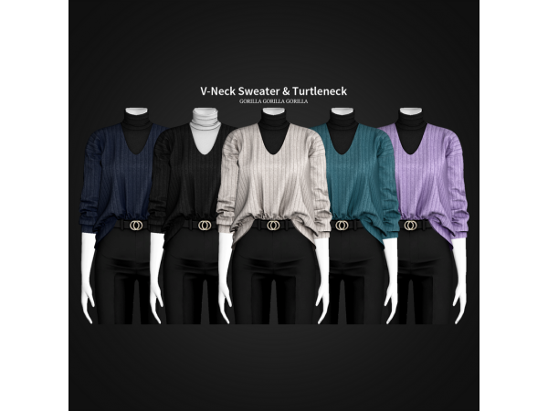 GorillaX3’s Cozy Couture: Chic V-Neck Sweaters & Turtlenecks (AlphaCC)
