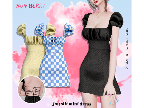 Sunberry Bliss: Radiant Joy Slit Mini Dress (Trendy Female Attire)