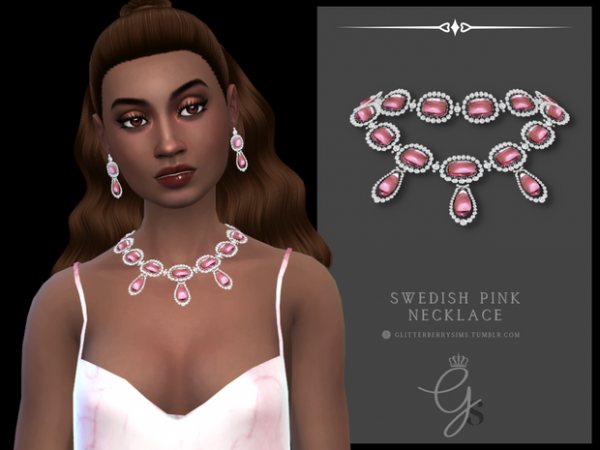 Glitterberry Sims’ Enchanted Blush: Swedish Pink Necklace (Alpha CC Female Accessories)