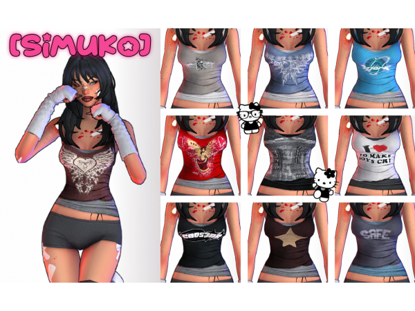310617 simuko y2k graphic tank tops sims4 featured image