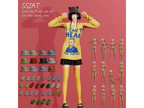 315408 cat ch me if you can set cathat slipper solo pose sims4 featured image