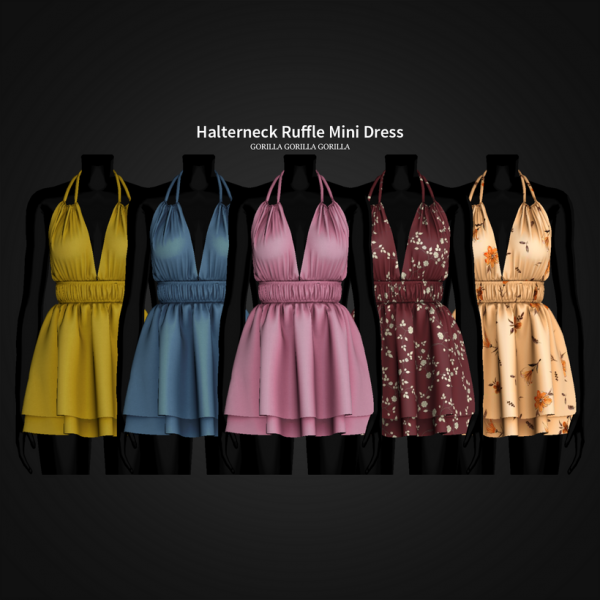 GorillaTriple Ruffle – Halterneck Mini  Dress (AlphaCC, Female Fashion, Accessories & Watches)