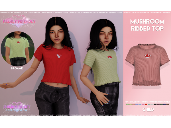 316780 mushroom embroidered ribbed top for child 128149 by lynxsimz family sims4 featured image