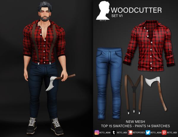 Beto’s Timber Trend: Versatile Woodcutter Wardrobe Essentials (Alpha Male Clothing Set V1)