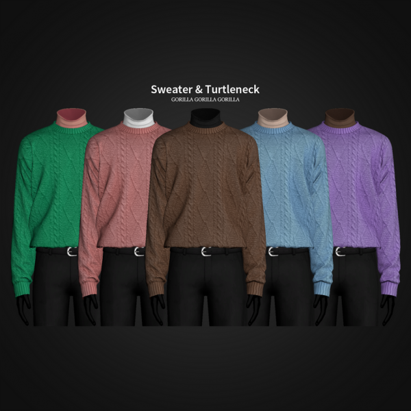 GorillaKnitUnity (Unisex Sweater &  Turtleneck Set – AlphaCC, Male & Female Tops)