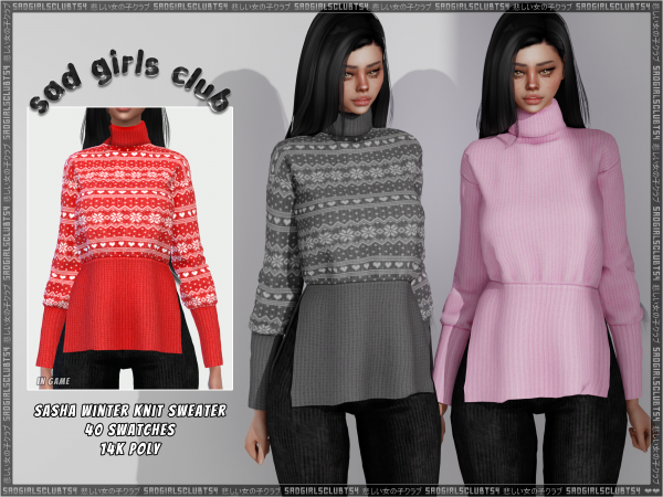 Sasha’s Snug Embrace: Winter Knit Sweater Collection (TS4 Sad Girls Club)