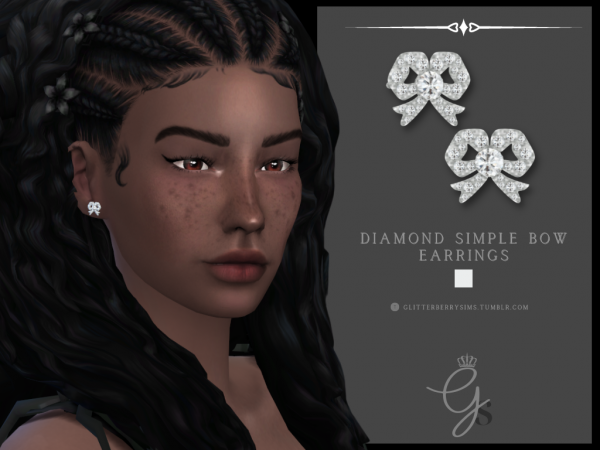 317611 diamond bow stud earrings by glitterberry sims sims4 featured image