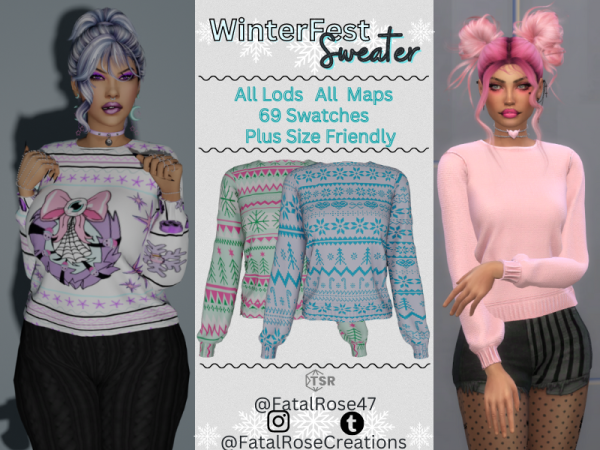 Frosty Chic: Winterfest Sweater Collection (Alpha CC Female Tops & Sets)