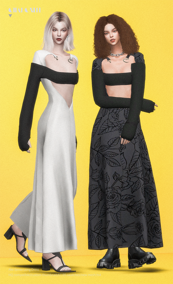 Charonlee Elegance: Chic Alpha Long Dress for Trendsetting Sims