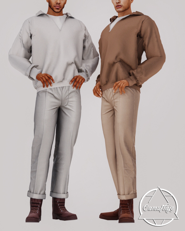 Camuflaje Basic Duo (Male Sweater &  Pants Set by AlphaCC) #ClothingSets #MaleFashion