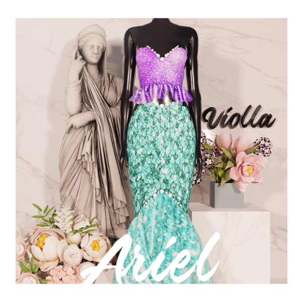 Ariel’s Elegance: Violla Sims’ Blender-Package Dress Extravaganza (Female Alpha CC)