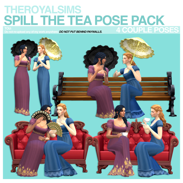 320426 theroyalsims spill the tea pose pack by the royal sims sims4 featured image