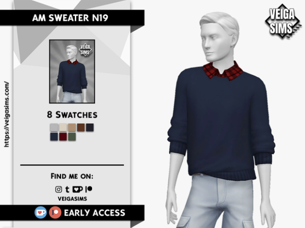VegaKnit Bliss: Unveiling the Am Sweater N19 for Men (Alpha CC Collection)