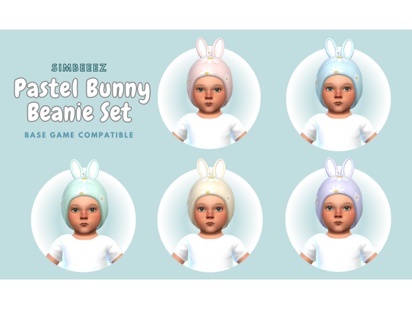 Simbeeez’s Pastel Bunny Beanie Set (Infant & Female Accessories for the Lots Community)