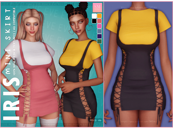 Peach Iris Mini – SM Sims Chic Alpha  Dress (Female Clothes, Clothing Sets, Alpha CC)