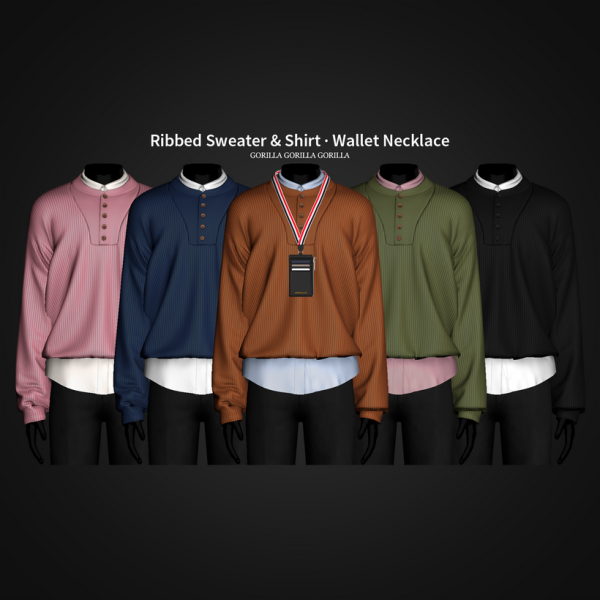 323727 ribbed sweater shirt wallet necklace by gorilla gorilla gorilla sims4 featured image