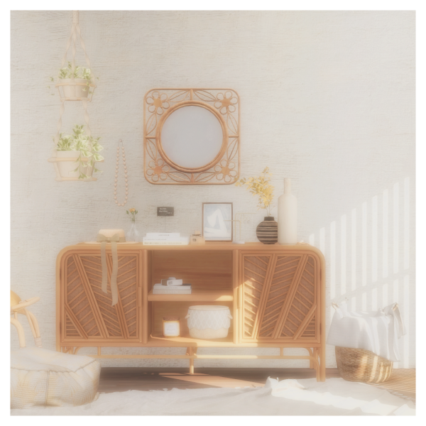327537 rattan sideboard and wall mirror sims4 featured image