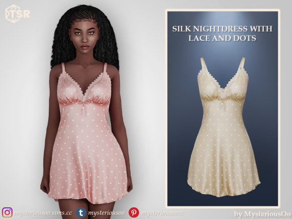 328216 silk nightdress with lace and dots in 8 colors sims4 featured image
