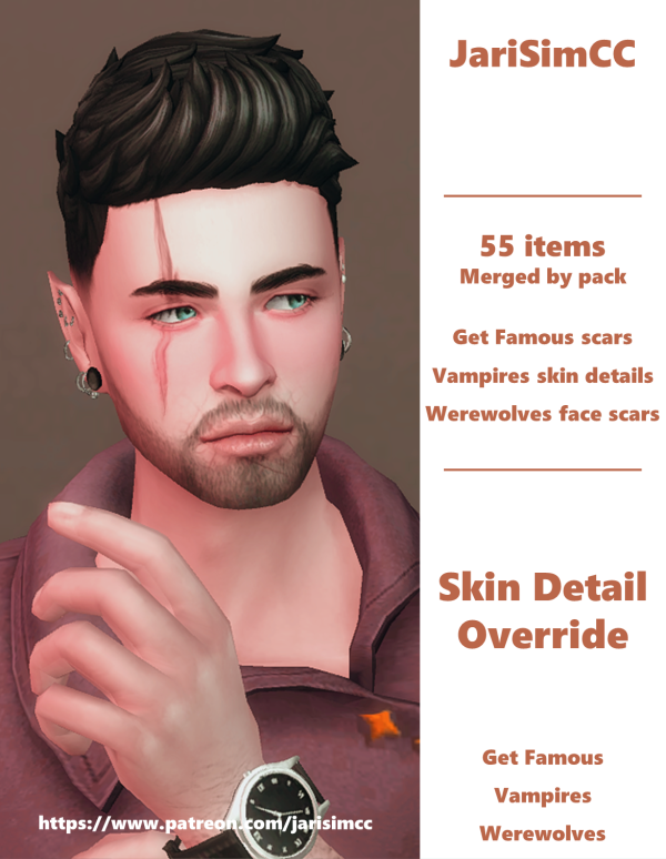 JariSimCC’s Beauty Marks: Elevate Sims with Skins & Scars (#Accessories #Tails #AlphaCC)