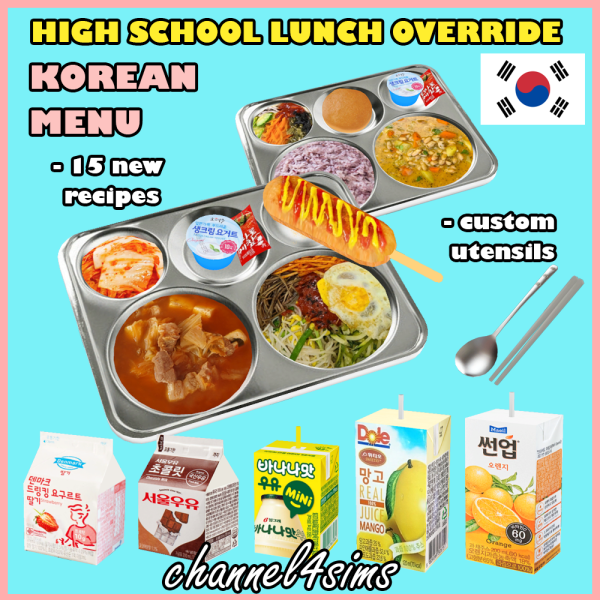 Seoulful Bites: TS4 High School Lunch Override (Korean Menu by Channel4Sims)