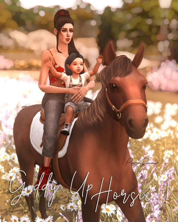 329090 giddy up horsie 7 group poses with horse sims4 featured image
