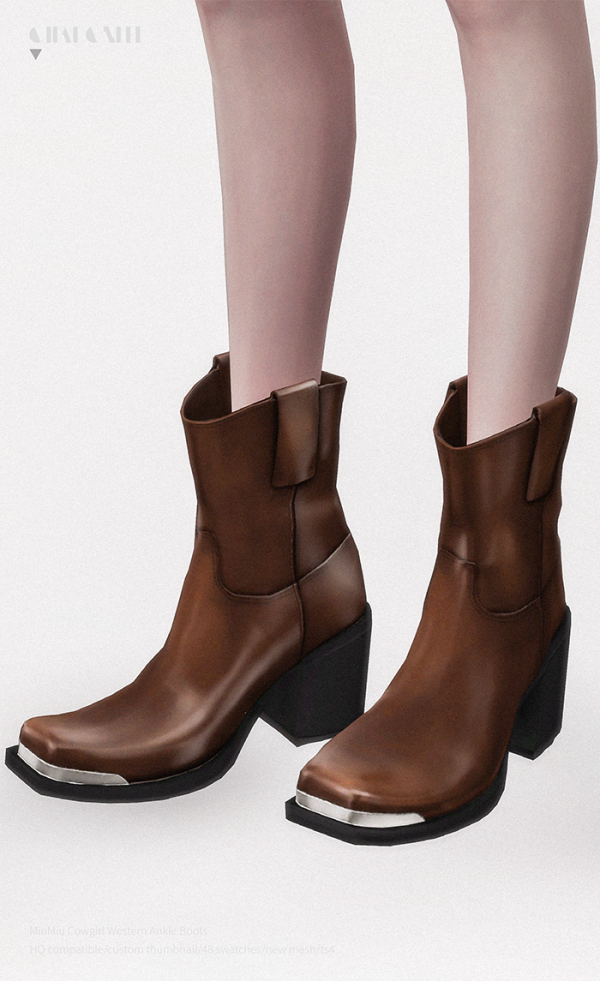 329123 miumiu cowgirl western ankle boots by charonlee sims sims4 featured image