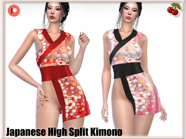 Harmonia’s Whisper: Enchanting Japanese High-Split Kimono Elegance (Asian-Inspired Fashion)