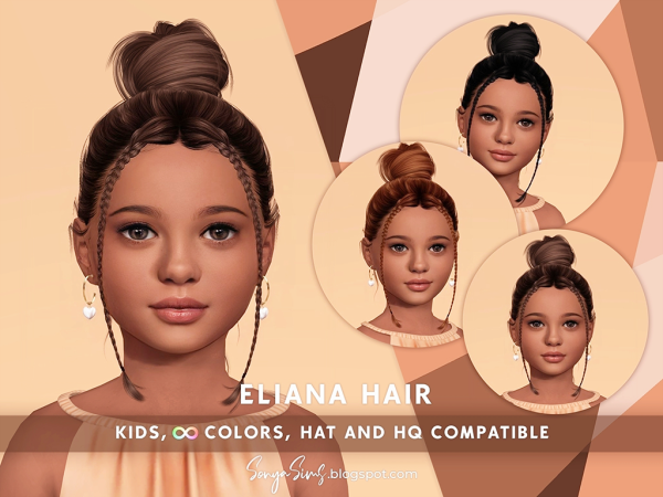 Eliana’s Essence Hair Collection (by  SonyaSims – Includes Elder, Baby, Toddler CC, Hats, Updos, Braids,  Accessories)