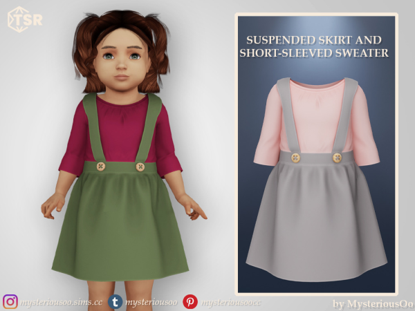 AlphaTots Ensemble: Suspended Skirt & Sweater Set (9 Colors) for Toddlers
