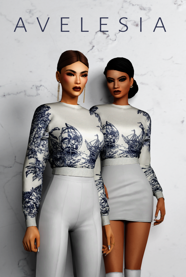Avelesia’s Rêve d’Infini: Chic Sweater CC for The Sims 4 (Alpha Female Tops)