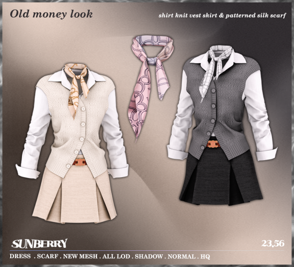 SunberryVintageChic: Old Money Look Scarf  & Dress (Early Access, $23.56) #SunberryOutfits