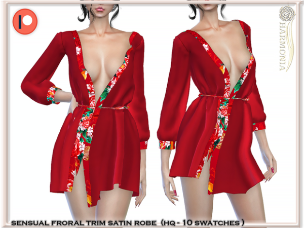 334177 sensual floral trim satin robe sims4 featured image
