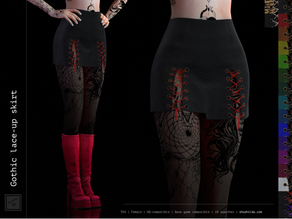 Dark Elegance: Gothic Lace-Up Skirt (TS4 Alpha CC)