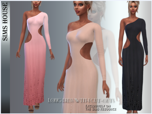 Alpha Elegance: Chic Long Dress with Trendy Cut-Outs (Female Fashion)