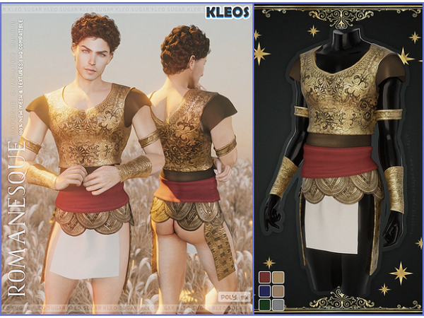Gladius Glam: Romanesque Sugar in Exposed Gladiator Attire (Poses & Accessories)